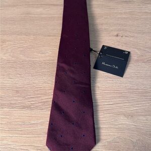 Massimo Dutti Burgundy Tie with Blue Dots
